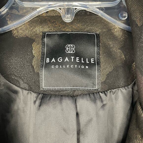 Bagatelle Floral Blazer Womens Size L Black Gold Metallic Flower Pattern Jacket - Picture 3 of 9